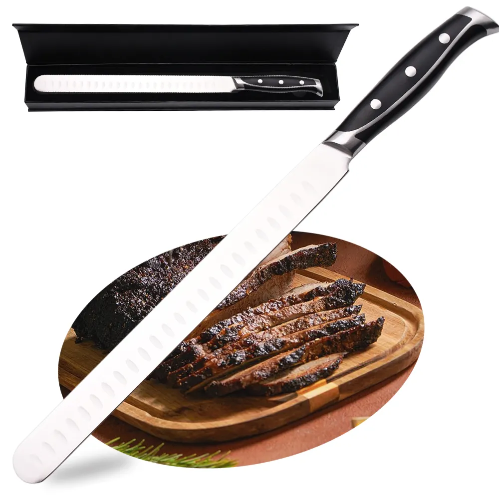 12 Zoll Brisket Knife Rasiermesser Scharfes Fleisch und Grill messer Full Tang und ergonomischer Griff Design Slicing Carving Knife