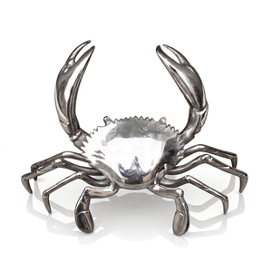 Premium Aluminum Casting Crab Figurine with Polished Finish Nickel Plated Animal Folk Art for Home & Office Decor - Product Image 1