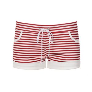 Pantalones cortos a rayas con bloques de color para mujer, cintura baja elástica, informales, de verano, estilo urbano - Product Image 6
