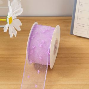 Ruban en organza floqué à pois de 2,5/3,8 cm, magnifique, pour nœuds de cheveux et décoration de bouquets de mariage, 10 yards par rouleau, vente en gros - Product Image 2