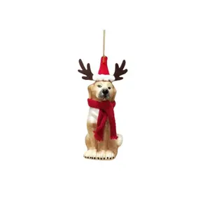 NOXINDA yeni noel ağacı döşeme tatil hediye el yapımı lekeli cam bir kırmızı yaka ve boynuzları ile bir köpek Pet kolye