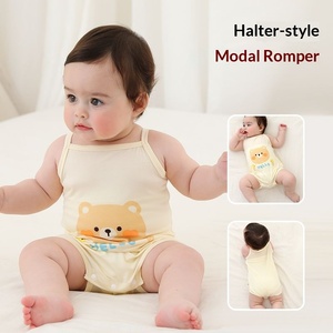 Peto de bebé con tirantes, de modal fino para verano, con banda elástica, ropa de una pieza para niños, camiseta sin mangas, para el hogar y la escuela - Product Image 4