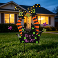 Dekorasi Halloween untuk Taman Depan, Pot Bunga, dan Kebun, Seni Logam Penyihir Buatan Tangan untuk Halaman Luar