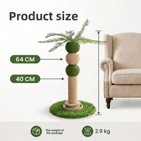 Griffoir vertical en sisal pour chat, motif cocotier, durable, sans poussière, non-déchirable, tour d'escalade, jouet pour chat, vente en gros