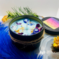 Bougies de sorts de prière Amulette œil maléfique Pot en verre noir infusé de cristal Cire de soja de guérison Bougie décorative œil du diable Bougies
