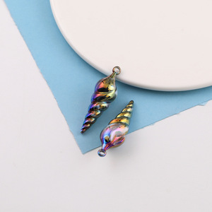 Cuentas acrílicas en forma de concha, chapadas, para la fabricación de joyería, colores aleatorios 35366 - Product Image 2