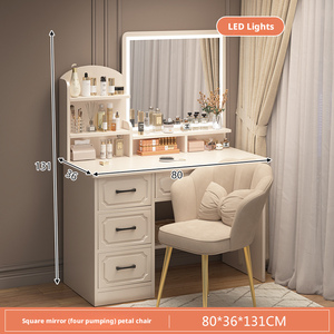 Hiện Đại Trung Quốc Đồ Nội Thất Sang Trọng Đơn Giản Gỗ Trang Điểm Bàn LED Gương Bảng Điều Chỉnh Ánh Sáng Bàn Trang Điểm Cho Phòng Ngủ Vanity Khách Sạn Sử Dụng MDF - Product Image 3