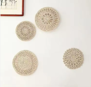 Manteles Individuales Tejidos a Mano con Pelo de Maíz, Forma de Flor, Aislantes para Mesa, Tapetes para Tazas, Manteles Individuales Estilo Occidental, Directo de Fábrica - Product Image 3