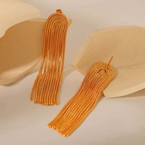 Tassel Earrings <b>Stainless</b> <b>Steel</b> Jewelry 18K Gold Plated <b>Jewellery</b> for Women Boucles D'oreilles En Acier Inoxydable Bijoux Femme - Product Image 1