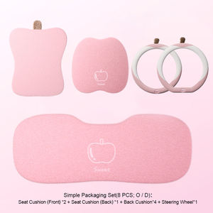 Ensemble de coussins de siège de voiture en peluche Apple Happiness pour Golf Civic, hiver, dessin animé, rouge/rose, 12 pièces, ensemble complet avec coton creux - Product Image 5