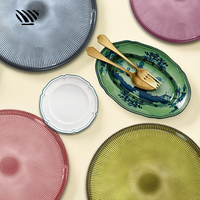 Ensemble de 13 assiettes de présentation de mariage en verre texturé classique, durables et écologiques, vaisselle décorative colorée