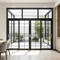 Porte coulissante sur mesure en alliage d'aluminium à cadre fin avec verre trempé cannelé pour balcon, cuisine, salon, villa