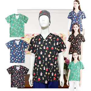 Custom Printed Fun Festival Holidays Christmas Scrubs Tops Premium Medical Scrubs para profesionales de la salud australianos - Product Image 1