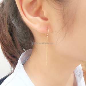 Pendientes de aros colgantes de oro de 18K para mujer, novedad, 1000 - Product Image 2