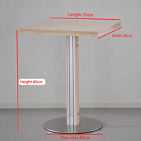 Table de bistrot autoportante en gros avec plateau en bois et base en acier inoxydable pour boutique de détail