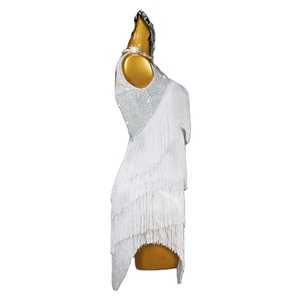 Vestido de Baile Latino con Flecos para Mujer, Color Blanco, Estilo <span class=keywords><strong>Rumba</strong></span>, Diseño Delgado, para Competencia de Baile Profesional, 2026 112 W - Product Image 3