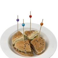 Piques à barbecue en bambou colorées et rondes - Écologiques et jetables - Diamètre 2,0 mm