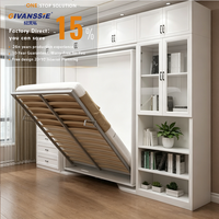 Cama Murphy Vertical Giratoria Multiusos Moderna de Madera que Ahorra Espacio, Mecanismo de Cama Plegable Giratoria Oculta en la Pared