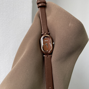 Montre à quartz ovale pour femme CILOA, bracelet en cuir marron, verre minéral étanche, montre-bracelet, cadeau - Product Image 4