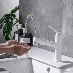 Robinet de lavabo monocommande avec douchette extractible, gris anthracite, à un trou, à poser sur le comptoir, avec cartouche céramique - Product Image 2