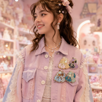 Broche en émail rigide Kawaii Lolita Bunny, motif fille anime et lapin de dessin animé pastel, mignonne, badge de fandom, souvenir