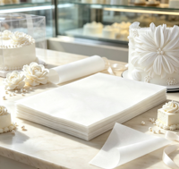Papier gaufré alimentaire brillant écologique A4, 100 feuilles, 0,35 mm, vente en gros, directement de l'usine, approvisionnement B2B, OEM, en stock, pour desserts et gâteaux