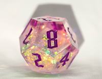 Jeu de dés DND en résine rose violette, 7 pièces, dés de Donjons et Dragons, revêtement arc-en-ciel, polyédrique, bords tranchants, lumière d'aurore