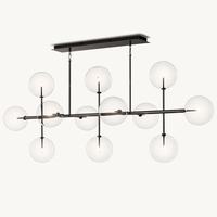 Lustre américain moderne suspendu avec abat-jour en verre transparent, style rustique antique, en laiton massif noir