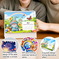 Calendrier de bureau 5D Diamond Painting 2027, kit de bricolage avec stylo de pose et plateau, décoration de maison et de bureau pour le Nouvel An, cadeau de fêtes