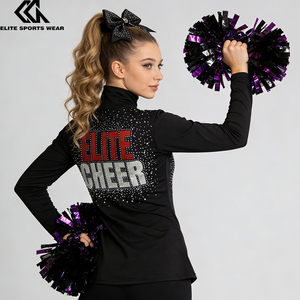 Veste de sport scintillante avec logo en strass pour cheerleading, survêtement d'échauffement, tenue d'entraînement pour équipe de danse - Product Image 1