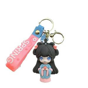 Cute Cartoon Girl Keychain Silicone Rubber Bag Pendant & School Bag Pendant PVC Plastic <b>Key</b> <b>Chains</b> for Car <b>Keys</b> Gifts Wholesale - Product Image 5