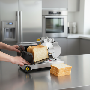 औद्योगिक उपयोग के लिए नए वाणिज्यिक इलेक्ट्रिक ब्रेड स्लाइसर के लिए एकल टुकड़े टोस्ट स्लिसर 3 lb लोफ क्षमता के साथ संचालित करने में आसान - Product Image 2