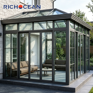 RICHOCEAN Pergola de jardin sur mesure à double vitrage, Solarium en aluminium avec vitrage trempé Low-e, Vérandas - Product Image 6