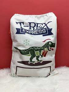 Sac de Noël personnalisé pour garçon, motif dinosaure mignon, avec cordon de serrage, idéal pour la décoration des fêtes - Product Image 4