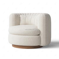 Fauteuil pivotant en bouclette FERLY pour salon, table console classique en chêne, personnalisable