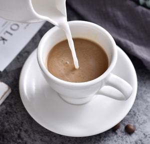 Juego de taza y platillo de cerámica blanca minimalista para espresso, taza de café cónica con logo personalizado para hotel, restaurante, cafetería, tienda, regalo de boda - Product Image 2