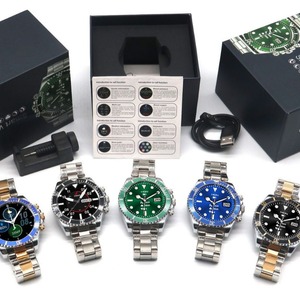 Phổ biến cao cấp màu xanh lá cây nước ma thể thao thông minh đồng hồ IPS hiển thị BT quay số cuộc gọi IP67 thép không gỉ IOS sạc từ tính - Product Image 4