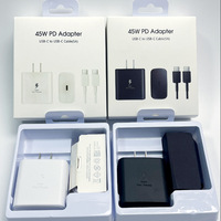 Adaptateur USB C 45W PD Samsung Chargeur à charge rapide Super rapide avec câble Prise US EU UK pour Samsung S25 S24 S23 S22 S21