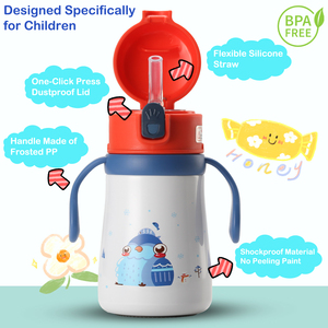 קריקטורה חדשה יפה ילדים חמודים bpa חינם שתייה מבודדת בקבוק מים נייד ילדים נירוסטה בקבוק מים לבית הספר - Product Image 2