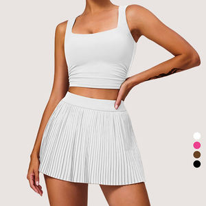 Nouveau soutien-gorge de sport yoga à larges bretelles, séchage rapide, jupe-short deux-en-un avec poches, ensemble de sport et de tennis pour femme - Product Image 5