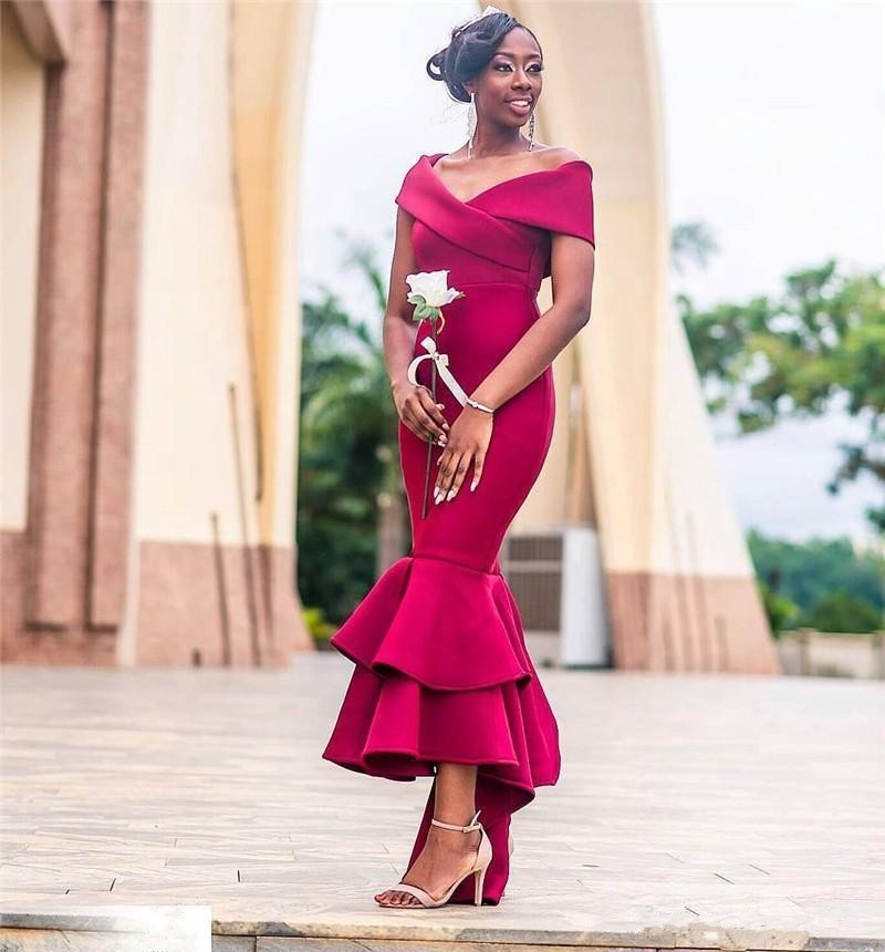 modern maids bridesmaid dresses 2019 formal off the shoulder mermaid tea-length crimson red satin modern  modern maids bridesmaid dresses| Alibaba.com