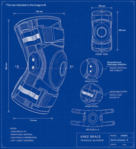 Genouillère articulée réglable avec stabilisateurs latéraux doubles amovibles, support de genou sportif pour hommes et femmes, course à pied, basketball, fitness - Product Image 2