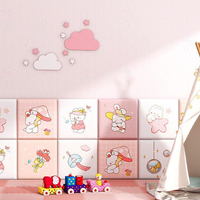 Autocollant mural 3D en dessin animé rose auto-adhésif, panneau anti-collision souple XPE, imperméable, décoration de chambre d'enfant