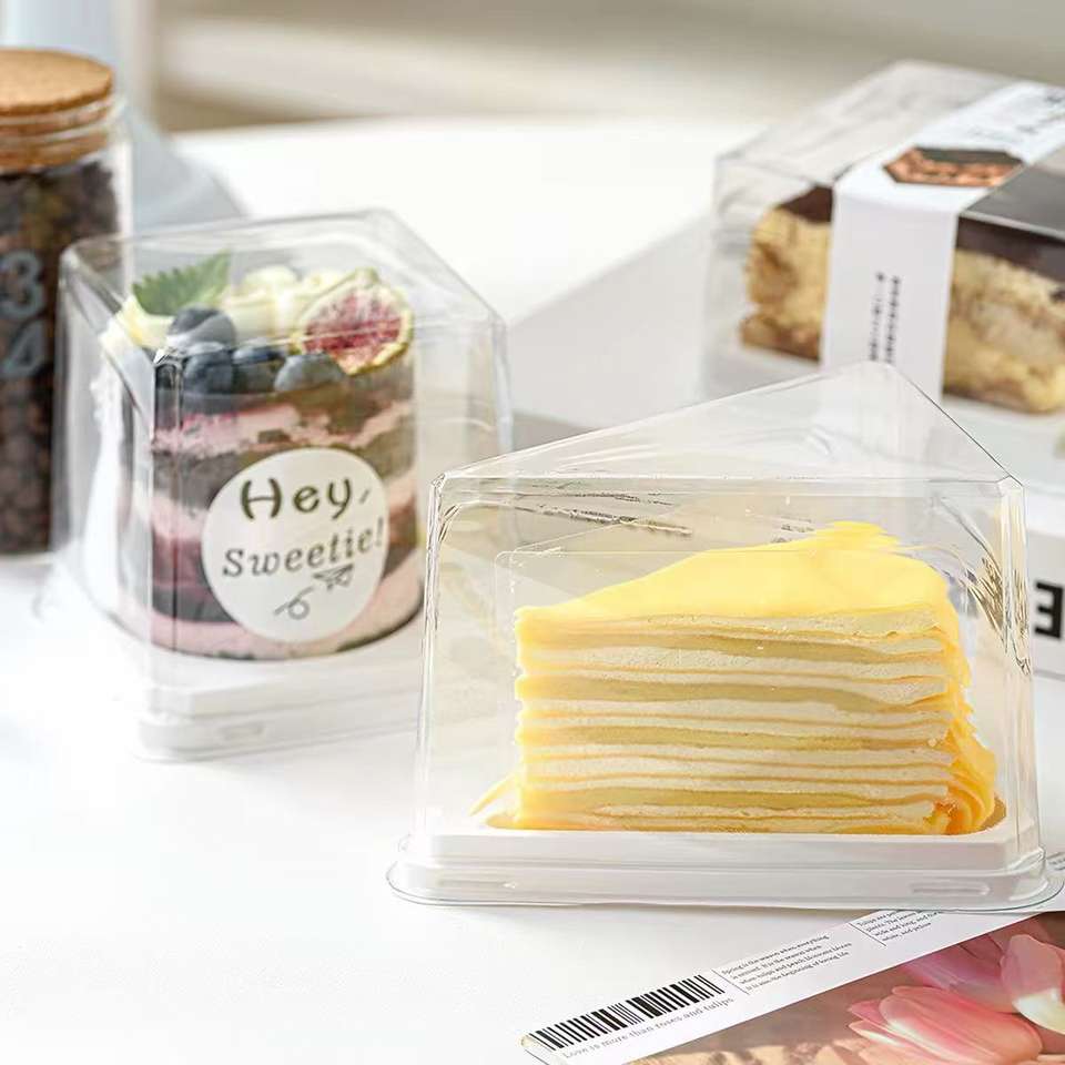 Cake Sample Box Transparent Square PET Cake Box Disposable Food Packaging Container ...