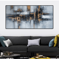 Peinture à l'huile abstraite dorée peinte à la main, grande toile acrylique, art mural moderne texturé, paysage, décoration intérieure, Quadro Da Parete