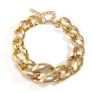 Gold Geometric Chunky Chain <b>Necklace</b> Zinc Alloy Party Fashion <b>Statement</b> Jewelry Single Layer Punk Trend - Product Image 5