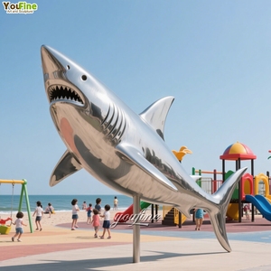 Statue de <span class=keywords><strong>requin</strong></span> en acier inoxydable sur le thème marin, sculpture en métal <span class=keywords><strong>requin</strong></span> - Product Image 2