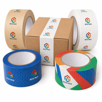 Ruban adhésif d'emballage en papier kraft renforcé PTFE, résistant aux déchirures, brillant, sur mesure, auto-adhésif puissant sans eau