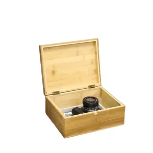 Wood factory handmade FSC&BSCI custom wooden stash keepsake storage gift box with hinged lid