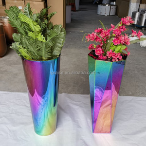 Jarrón de Piso Grande Dorado de Lujo Moderno, Decoración para el Hogar, <span class=keywords><strong>Macetas</strong></span> Altas para Interiores de Hotel, Elegante Maceta para Flores de Jardín para Sala de Estar - Product Image 5